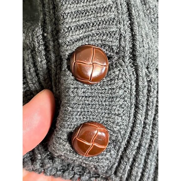 Retro Cable Knit Grandpa Sweater 2XL Green Neutral Cardigan Preppy Old Money 80s - Picture 3 of 10